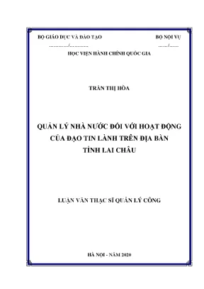 Luận văn thạc sĩ quản lý nhà nước đối với hoạt động của đạo tin lành trên địa bàn tỉnh lai châu