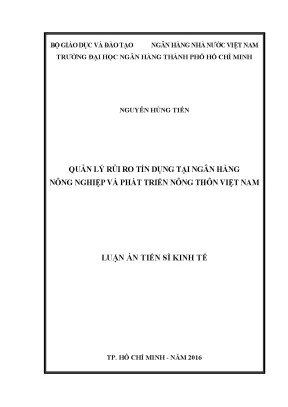 Luận văn thạc sĩ quản lý rủi ro tín dụng tại ngân hàng nông nghiệp và phát triển nông thôn việt nam
