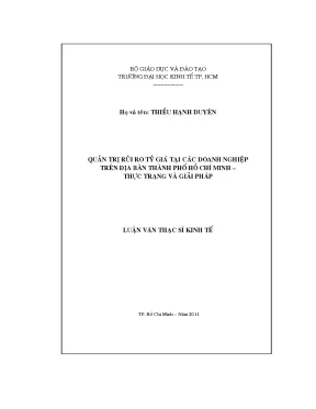 Luận văn thạc sĩ quản trị rủi ro tỷ giá tại các doanh nghiệp trên địa bàn thành phố hồ chí minh thực trạng và giải pháp luận văn thạc sĩ