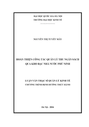 Luận văn thạc sĩ hoàn thiện công tác quản lý thu ngân sách qua kho bạc nhà nước phù ninh