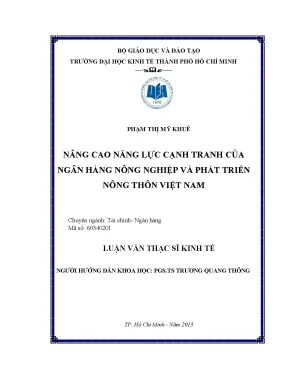 Luận văn thạc sĩ nâng cao năng lực cạnh tranh của ngân hàng nông nghiệp và phát triển nông thôn việt nam