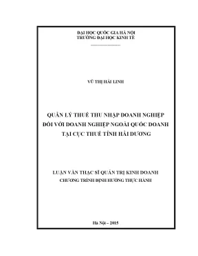 Luận văn thạc sĩ quản lý thuế thu nhập doanh nghiệp đối với doanh nghiệp ngoài quốc doanh tại cục thuế tỉnh hải dương