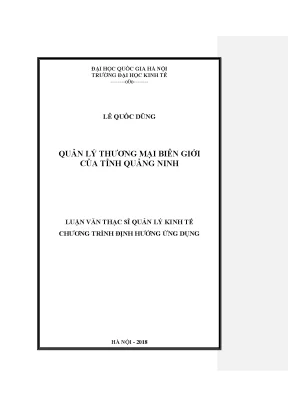 Luận văn thạc sĩ quản lý thương mại biên giới của tỉnh quảng ninh
