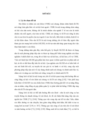 Luận án mạng lưới xã hội trong khám chữa bệnh của người trong độ tuổi lao động ở nông thôn huyện thường tín thành phố hà nội