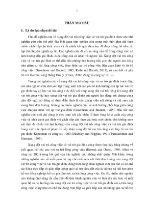 Luận án ảnh hưởng của xung đột giữa vai trò công việc và vai trò gia đình đến sự hài lòng công việc của giảng viên nữ các trường đại học ở việt nam