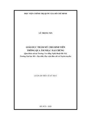 Luận án tiến sĩ giáo dục thẩm mỹ cho sinh viên thông qua âm nhạc đại chúng