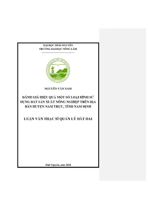 Luận văn tốt nghiệp đánh giá hiệu quả một số loại hình sử dụng đất sản xuất nông nghiệp trên địa bàn huyện nam trực tỉnh nam định