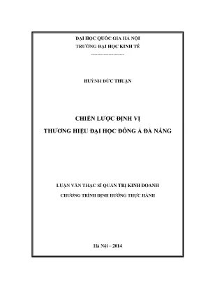 Luận văn thạc sĩ chiến lược định vị thương hiệu đại học đông á đà nẵng