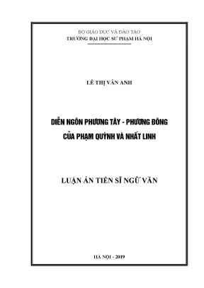Luận án tiến sĩ diễn ngôn phương tây phương đông của phạm quỳnh và nhất linh