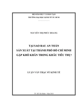 Luận văn thạc sĩ tại sao rau an toàn sản xuất tại tp hcm gặp khó khăn trong tiêu thụ