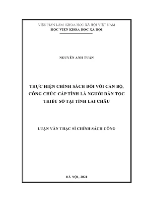 Luận văn thạc sĩ thực hiện chính sách đối với cán bộ công chức cấp tỉnh là người dân tộc thiểu số tại tỉnh lai châu