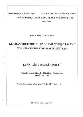 Luận văn thạc sĩ kế toán thuế thu nhập doanh nghiệp tại các ngân hàng thương mại ở việt nam