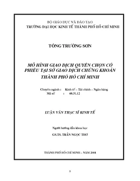 Luận văn thạc sĩ mô hình giao dịch quyền chọn cổ phiếu tại sở giao dịch chứng khoán thành phố hồ chí minh