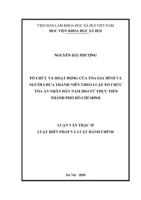 Luận án tiến sĩ tổ chức và hoạt động của tòa gia đình và người chưa thành niên theo luật tổ chức tòa án nhân dân năm 2014 từ thực tiễn thành phố hồ chí minh