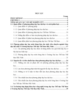 Luận án xác định nhóm phương pháp dạy học bóng bàn cho sinh viên ngành giáo dục thể chất trường đại học thể dục thể thao bắc ninh