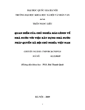 Luận văn thạc sĩ quan điểm của chủ nghĩa mác lênin về nhà nước với việc xây dựng nhà nước pháp quyền xã hội chủ nghĩa việt nam