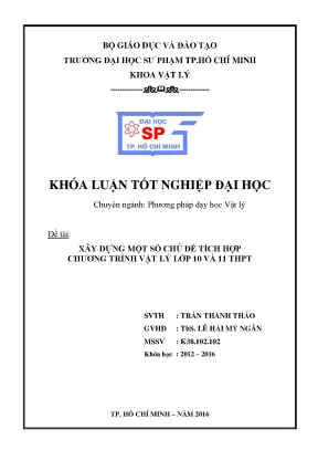 Luận văn thạc sĩ xây dựng một số chủ đề tích hợp chương trình vật lý lớp 10 và 11 thpt