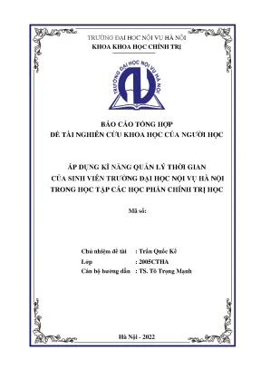 Luận văn tốt nghiệp áp dụng kĩ năng quản lý thời gian của sinh viên trường đại học nội vụ trong học tập các học phần chính trị