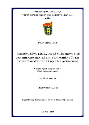Luận văn thạc sĩ ứng dụng công tác xã hội cá nhân trong việc can thiệp hỗ trợ trẻ em tự kỷ nghiên cứu tại trung tâm công tác xã hội tỉnh quảng ninh