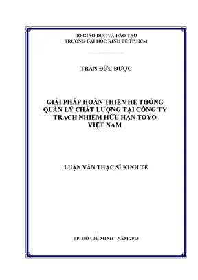 Luận văn thạc sĩ giải pháp hoàn thiện hệ thống quản lý chất lượng tại công ty trách nhiệm hữu hạn toyo việt nam luận văn thạc sĩ