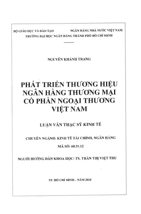 Luận văn thạc sĩ phát triển thương hiệu ngân hàng thương mại cổ phần ngoại thương việt nam