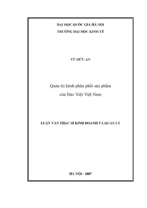 Luận văn thạc sĩ quản trị kênh phân phối sản phẩm của bảo việt việt nam