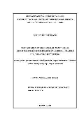Luận văn thạc sĩ an evaluation by the teachers and students about the course book english unlimited a1 starter at a public security school