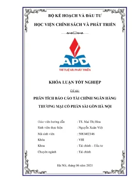 Luận văn tốt nghiệp phân tích báo cáo tài chính ngân hàng thương mại cổ phần sài gòn hà nội