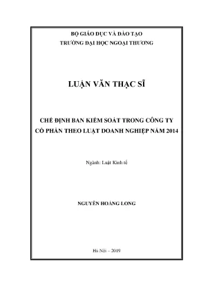 Luận văn thạc sĩ chế định ban kiểm soát trong công ty cổ phần theo luật doanh nghiệp năm 2014