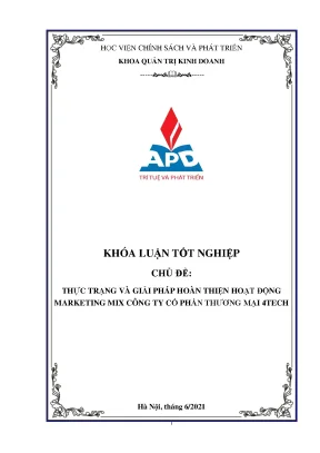 Luận văn tốt nghiệp thực trạng và giải pháp hoàn thiện hoạt động marketing mix công ty cổ phần thương mại 4tech