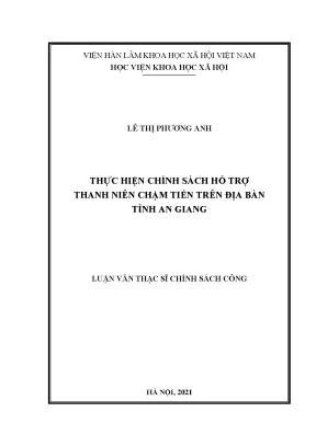 Luận văn thạc sĩ thực hiện chính sách hỗ trợ thanh niên chậm tiến trên địa bàn tỉnh an giang