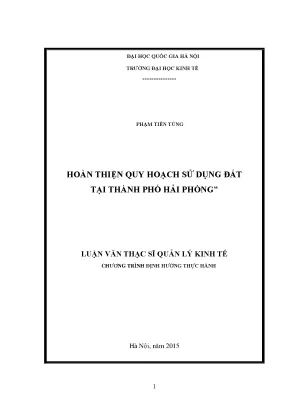 Luận văn thạc sĩ hoàn thiện quy hoạch sử dụng đất tại thành phố hải phòng