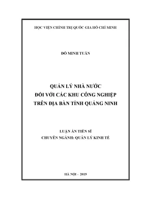 Luận án tiến sĩ quản lý nhà nước đối với các khu công nghiệp trên địa bàn tỉnh quảng ninh