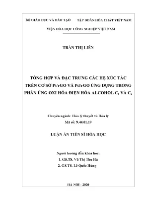 Luận án tiến sĩ tổng hợp và đặc trưng các hệ xúc tác trên cơ sở pt rgo và pd rgo ứng dụng trong phản ứng oxi hóa điện hóa alcohol c1 và c2
