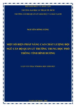 Luận văn thạc sĩ một số biện pháp nâng cao chất lượng đội ngũ cán bộ quản lý trường trung học phổ thông tỉnh bình dương