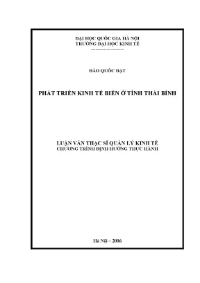 Luận văn thạc sĩ phát triển kinh tế biển ở tỉnh thái bình