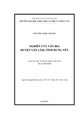 Luận văn thạc sĩ nghiên cứu văn bia huyện văn lâm tỉnh hưng yên luận văn ths hán nôm 60 22 01 04