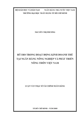 Luận văn thạc sĩ rủi ro trong hoạt động kinh doanh thẻ tại ngân hàng nông nghiệp và phát triển nông thôn việt nam