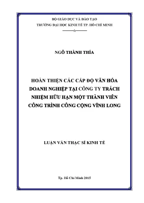 Luận văn thạc sĩ hoàn thiện các cấp độ văn hóa doanh nghiệp tại công ty tnhh mtv công trình công cộng vĩnh long