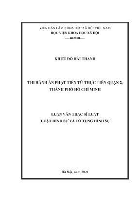 Luận văn thạc sĩ thi hành án phạt tiền từ thực tiễn quận 2 thành phố hồ chí minh
