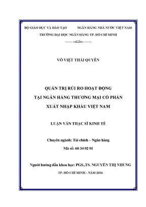 Luận văn thạc sĩ quản trị rủi ro hoạt động tại ngân hàng thương mại cổ phần xuất nhập khẩu việt nam