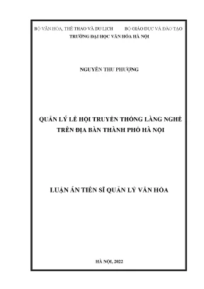 Luận án tiến sĩ quản lý lễ hội truyền thống làng nghề trên địa bàn thành phố hà nội