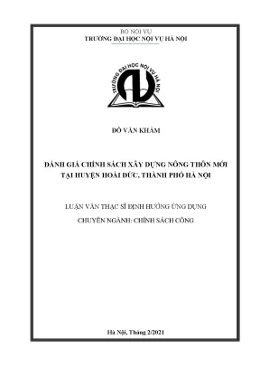 Luận văn thạc sĩ đánh giá chính sách xây dựng nông thôn mới tại huyện hoài đức thành phố hà nội