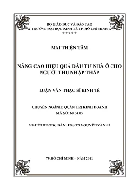 Luận văn thạc sĩ nâng cao hiệu quả đầu tư nhà ở cho người thu nhập thấp tại việt nam luận văn thạc sĩ
