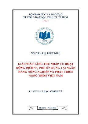 Luận văn thạc sĩ giải pháp tăng thu nhập từ hoạt động dịch vụ tín dụng tại ngân hàng nông nghiệp và phát triển nông thôn việt nam luận văn thạc sĩ