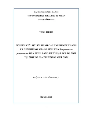 Luận án tiến sĩ nghiên cứu sự lưu hành các typ huyết thanh và gen kháng kháng sinh của streptococcus pneumoniae gây bệnh bằng kỹ thuật pcr đa mồi tại một số địa phương ở việt nam