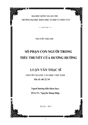 Luận văn thạc sĩ số phận con người trong tiểu thuyết của dương hướng