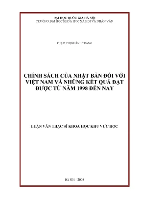 Luận văn thạc sĩ chính sách của nhật bản đối với việt nam và những kết quả đạt được từ năm 1998 đến nay
