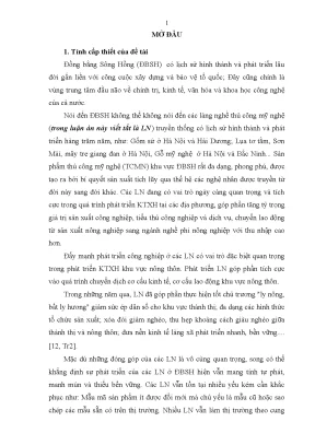 Luận án tiến sĩ tái cơ cấu các làng nghề thủ công mỹ nghệ ở đồng bằng sông hồng theo hướng phát triển bền vững