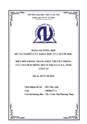 Luận văn tốt nghiệp biến đổi trong trang phục truyền thống của người hmông đen ở thị xã sa pa tỉnh lào cai